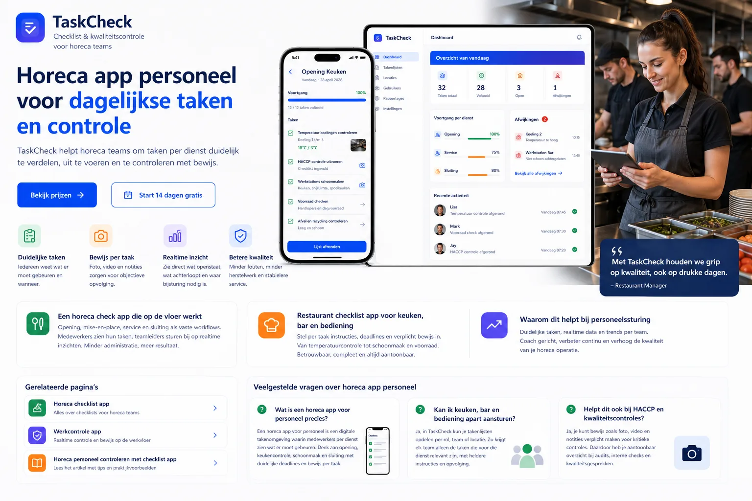 Horeca app voor personeel &ndash; TaskCheck checklists en werkcontrole
